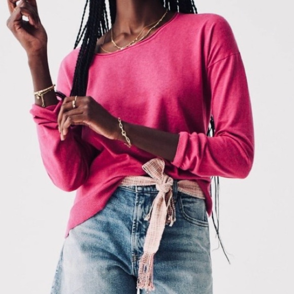 Faherty Pink Cotton Linen Blend Sweater – Size S